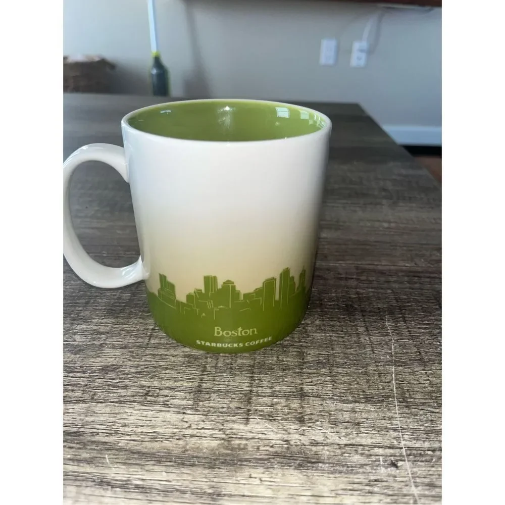 Starbucks Coffee Collector Series Boston Global Icon 16 Oz Mug Cup 2008 Green